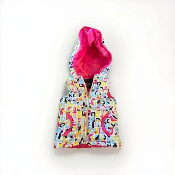Coogi Quilted Puffer Vest Coat 3-6 Month Zip Up Kids Toddler Hood Pink Girls - Picture 1 of 6
